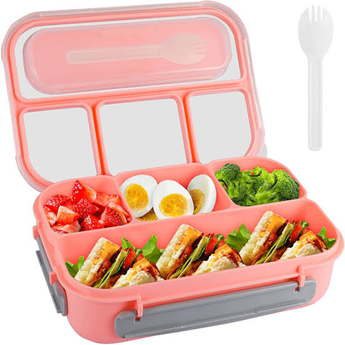 4 Compartments Bento Box With Fork, Kids Lunch Box with Accessories, Lunch Box