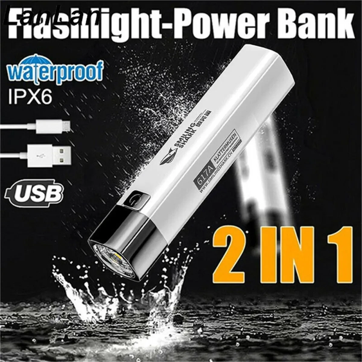 LanLan Portable 2 In 1 Ultra Bright G3 Tactical Led Flashlight Rechargeable Outdoor Lamp Torch